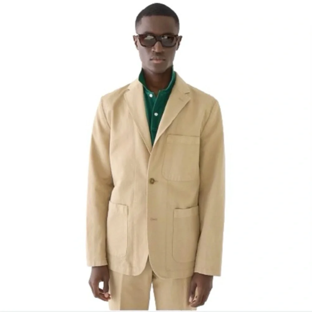 J Crew NWT Garment‎ Dyed Chino Suit Jacket Linen Blend Men’s 36 AX270 Tan Khaki